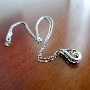 Sterling Silver Dancing Gemstone Citrine Birthstone 18" Pendant Necklace